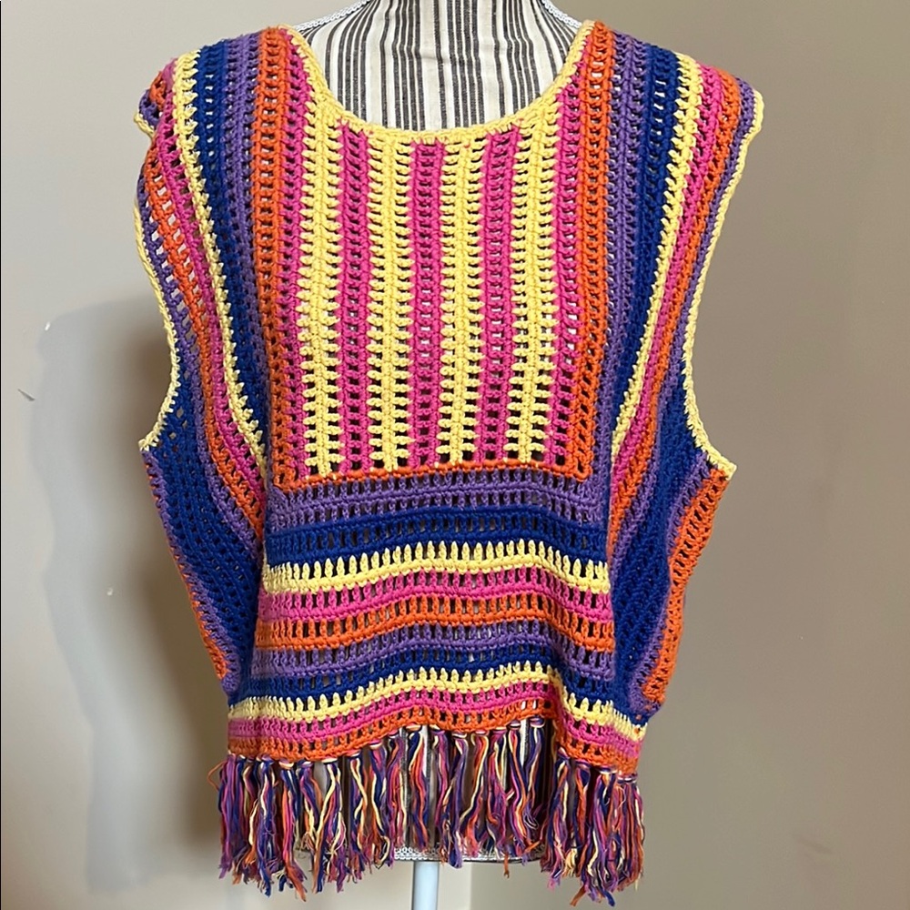 Colorful Crochet Fringe Top